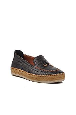 Ayakmod 394162 Siyah Hakiki Deri Kadın Loafer Ayakkabı