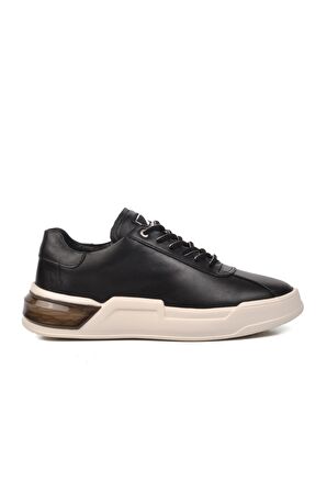 Marcomen 152-19197 Siyah-Beyaz Hakiki Deri Erkek Sneaker