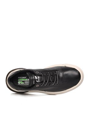 Marcomen 152-19197 Siyah-Beyaz Hakiki Deri Erkek Sneaker