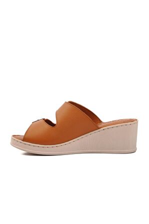 Voyager 9205 Taba Hakiki Deri Kadın Dogu Topuk Terlik