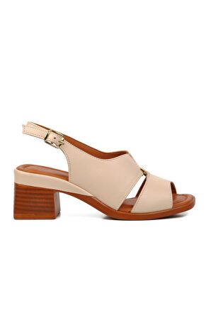 Venüs 2311510Y Bej Hakiki Deri Kadın Topuklu Sandalet