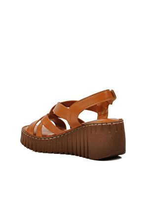 Venüs 24340254Y Taba Hakiki Deri Kadın Dolgu Topuk Sandalet