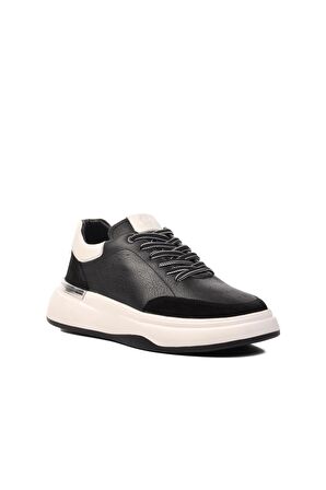 Marcomen 152-19559 Siyah-Beyaz Hakiki Deri Erkek Sneaker