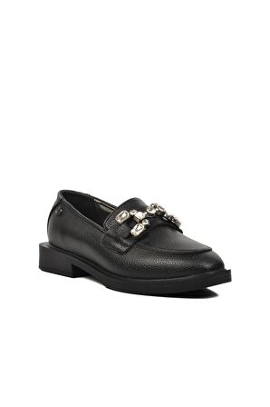 Pierre Cardin PC-53150 Siyah Floter Kadın Taşlı Loafer Ayakkabı