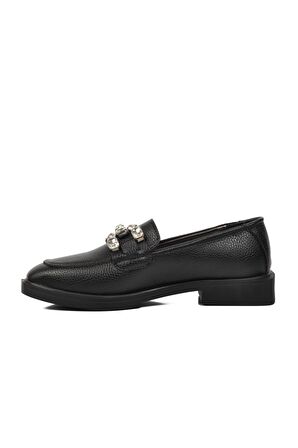 Pierre Cardin PC-53150 Siyah Floter Kadın Taşlı Loafer Ayakkabı