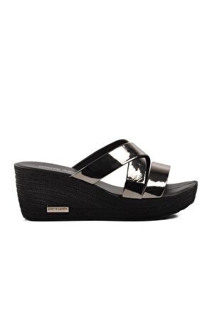 Pierre Cardin PC-3505 Platin Ayna Kadın Dolgu Topuk Terlik