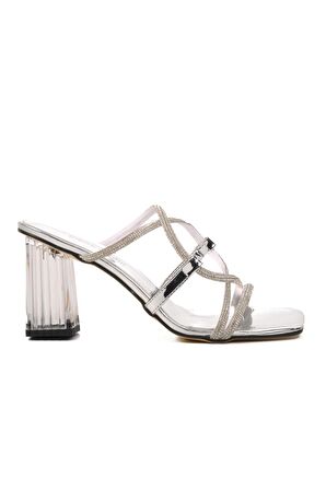 Pierre Cardin PC-53042 Gümüş Ayna Kadın Topuklu Terlik