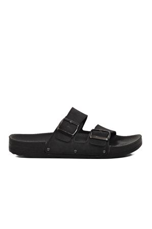 Pierre Cardin PC-7241 Siyah Nubuk Çift Bantlı Erkek Terlik