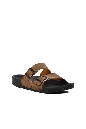 Pierre Cardin PC-7241 Vizon Nubuk Çift Bantlı Erkek Terlik