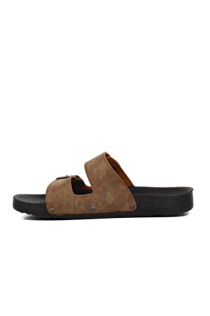 Pierre Cardin PC-7241 Vizon Nubuk Çift Bantlı Erkek Terlik