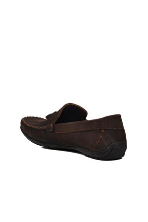 Ayakmod D7218 Kahve Nubuk Hakiki Deri Erkek Loafer Ayakkabı
