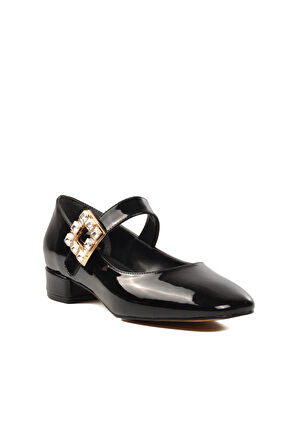 Ayakmod 312247 Siyah Rugan Kadın Topuklu Ayakkabı