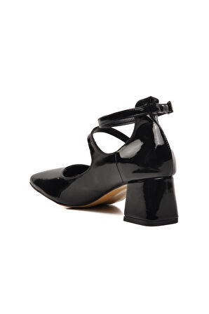 Ayakmod 323072 Siyah Rugan Kadın Topuklu Ayakkabı