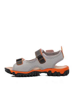 Ayakmod 24-410-F Siyah-Turuncu Ortopedik Erkek Çocuk Sandalet