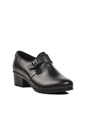 Ayakmod Road318 Ortopedik Hakiki Deri Siyah Kadın Günlük Ayakkabı