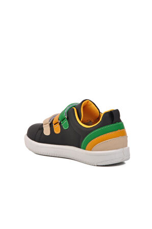 Walkway Siyah-Sarı Unisex Cırtlı Çocuk Sneaker 6502-F