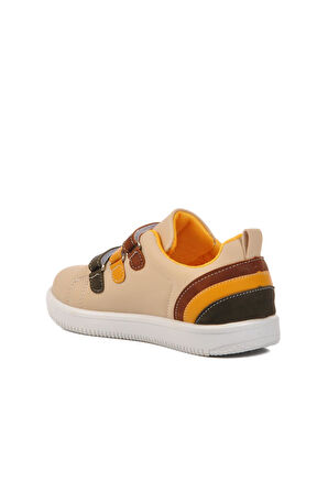 Walkway Bej-Sarı Unisex Cırtlı Çocuk Sneaker 6502-F