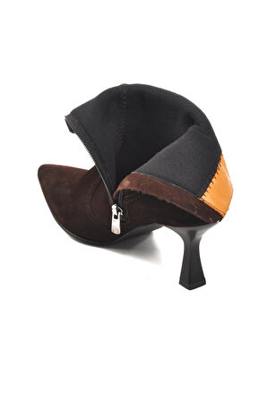 Ayakmod DS-60 Kahve Süet Hakiki Deri İçi Polarlı Kadın Topuklu Bot