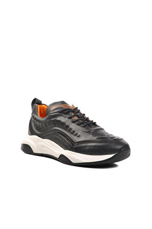 Ayakmod Premium 495 M Siyah Hakiki Deri Erkek Sneaker