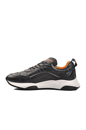 Ayakmod Premium 495 M Siyah Hakiki Deri Erkek Sneaker