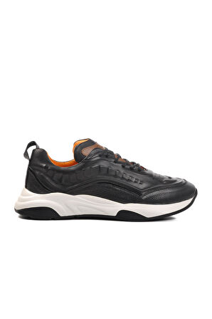 Ayakmod Premium 495 M Siyah Hakiki Deri Erkek Sneaker