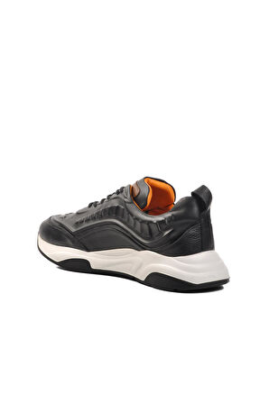 Ayakmod Premium 495 M Siyah Hakiki Deri Erkek Sneaker