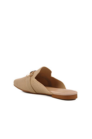 Ayakmod 277132 Z Bej  Kadın Önü Kapalı Triko Terlik