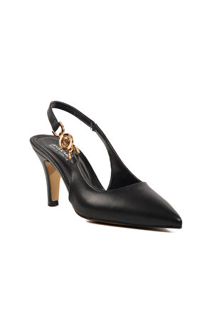 Ayakmod 312390 Z Siyah Kadın Topuklu Ayakkabı Stiletto Düğün Nişan Ayakkabısı