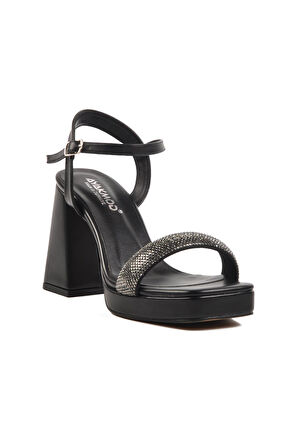 Ayakmod 336535 Z Siyah Kadın Platform Topuk Sandalet