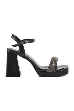 Ayakmod 336535 Z Siyah Kadın Platform Topuk Sandalet