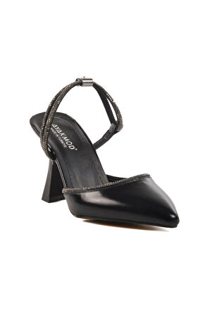 Ayakmod 417603 Z Siyah Taşlı Kadın Topuklu Ayakkabı Stiletto