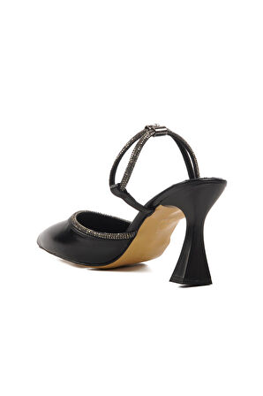Ayakmod 417603 Z Siyah Taşlı Kadın Topuklu Ayakkabı Stiletto