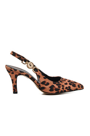 Ayakmod 312390 Z Leopar Kadın Topuklu Ayakkabı Stiletto Düğün Nişan Ayakkabısı