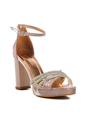 Ayakmod 655386 Z Rose Taşlı Kadın Platform Topuklu Ayakkabı