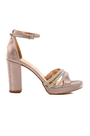 Ayakmod 655386 Z Rose Taşlı Kadın Platform Topuklu Ayakkabı