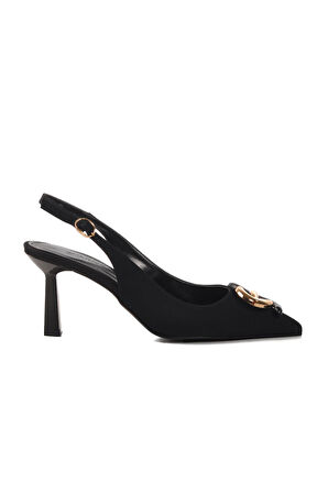 Ayakmod 575010 Z Siyah Saten Kadın Topuklu Ayakkabı Stiletto