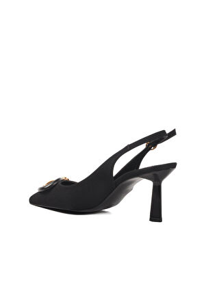 Ayakmod 575010 Z Siyah Saten Kadın Topuklu Ayakkabı Stiletto