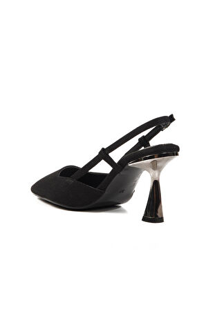 Ayakmod 459158 Z Siyah Simli Tekstil Kadın Abiye Ayakkabı Stiletto Düğün Nişan Ayakkabısı