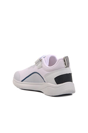 Beyaz-Lacivert Fileli Cırtlı Hafif Unisex Çocuk Spor Ayakkabı Dera 640 F