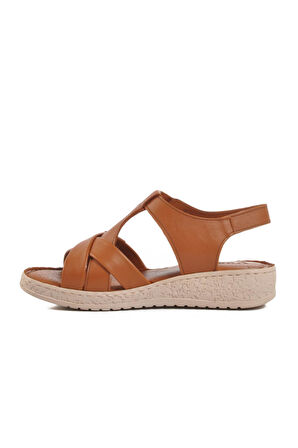 9216 Z Taba Hakiki Deri Kadın Sandalet