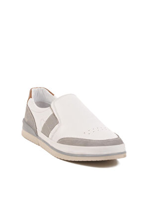 Beyaz Hakiki Deri Erkek Günlük Ayakkabı 5Y2064-R176 M