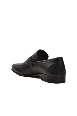 Siyah Hakiki Deri Erkek Kösele Taban Klasik Ayakkabı Burç 00881 M 