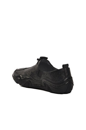 Siyah Hakiki Deri Kadın Günlük Ayakkabı 124-3 Z 