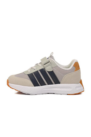 Gri Lacivert Cırtlı Erkek Çocuk Spor Ayakkabı 1876 F