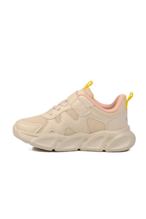 Krem Cırtlı Hafif Unisex Çocuk Spor Ayakkabı 1884 P