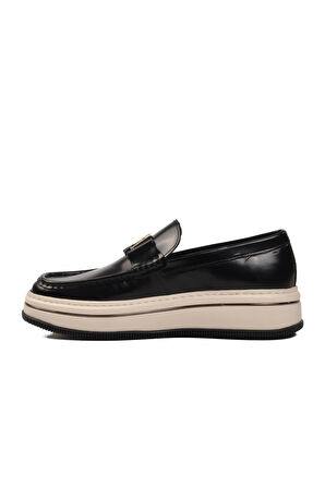 Siyah-Beyaz Hakiki Deri Erkek Sneaker 152-21108 M 