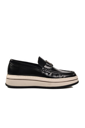 Siyah-Beyaz Hakiki Deri Erkek Sneaker 152-21108 M 