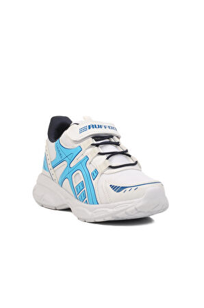 Beyaz Lacivert Cırtlı Fileli Hafif Unisex Çocuk Spor Ayakkabı F