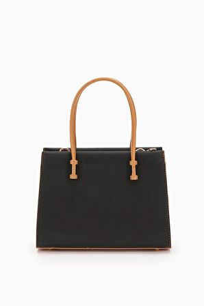 930156 Çanta Siyah-Camel  Kadın Omuz Çantası Levidor 