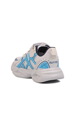 Beyaz Lacivert Fileli Hafif Erkek Çocuk Spor Ayakkabı 2351 P